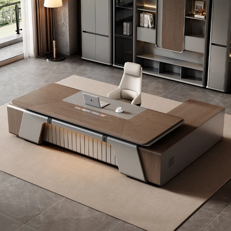 Bespoke Modular Healthy Office Furniture Modern L-Shaped Executive Desk Drawers CEO Manager One-stop Office Table Solution Sets