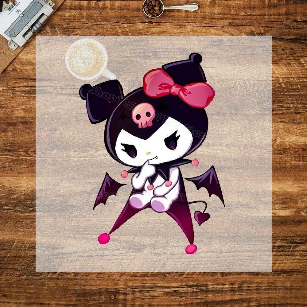 New Kuromi Patches for Clothing Cute Kawaii Anime Figure Heat Transfer Stickers for T-Shirt Trendy Patch Sticker DIY Decorations