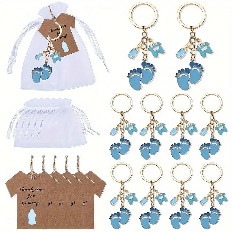 5 Sets Per Package Baby Welcome Party Gift Feet Keychain Baby Clothes Enamel Key Ring For Women Men Good Friendship Gift