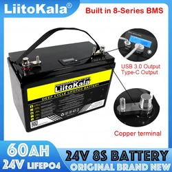 LiitoKala 24V/29.2V 60Ah LiFePO4 Battery 8s Lithium Iron Phosphate with BMS for Boat Inverter Car lighter Batteries Tax Free