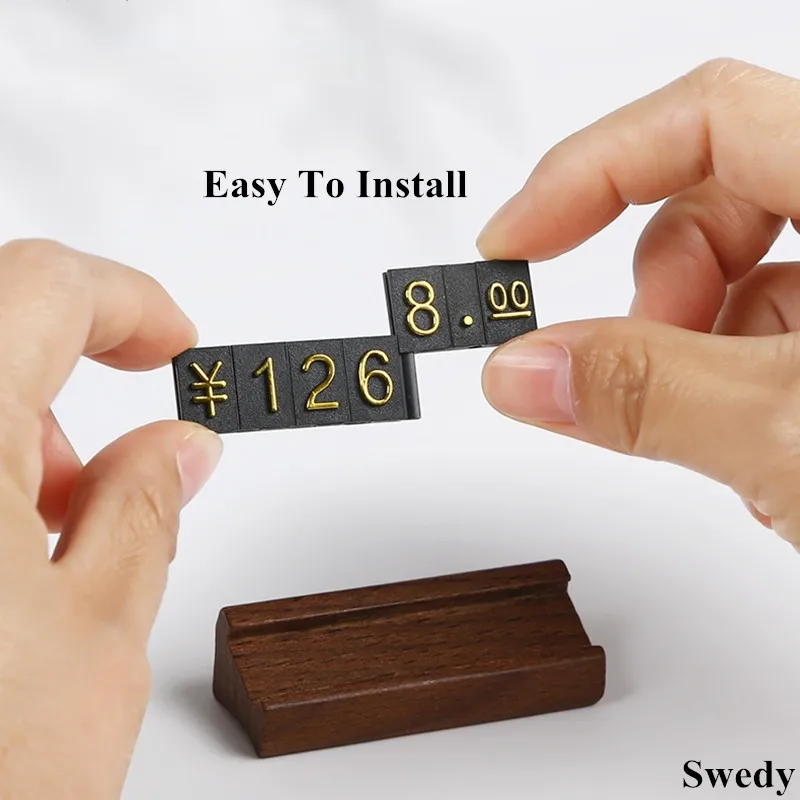 Small Wood Name Card Sign Holder Display Stand Mini Price Label Paper Holder Adjustable Number Watch Jewelry Price Cube Tags