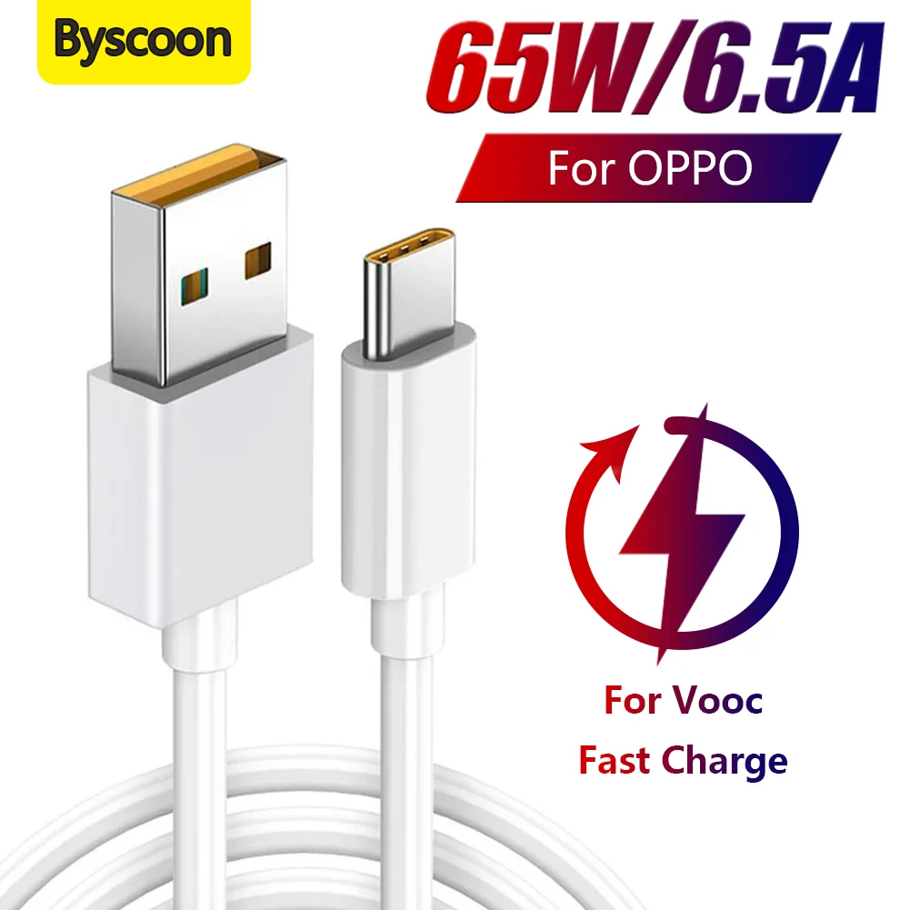 USB-кабель Byscoon, 65 Вт, 6,5a, для Oppo Realme 6 pro X50 X3 X5 Pro X50m X50t V5 C3