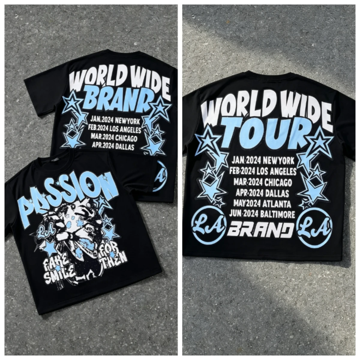 2026Men World Tour Style Graffiti Tiger Graphic T Shirt Star Letter Streetwear Crewneck Tee