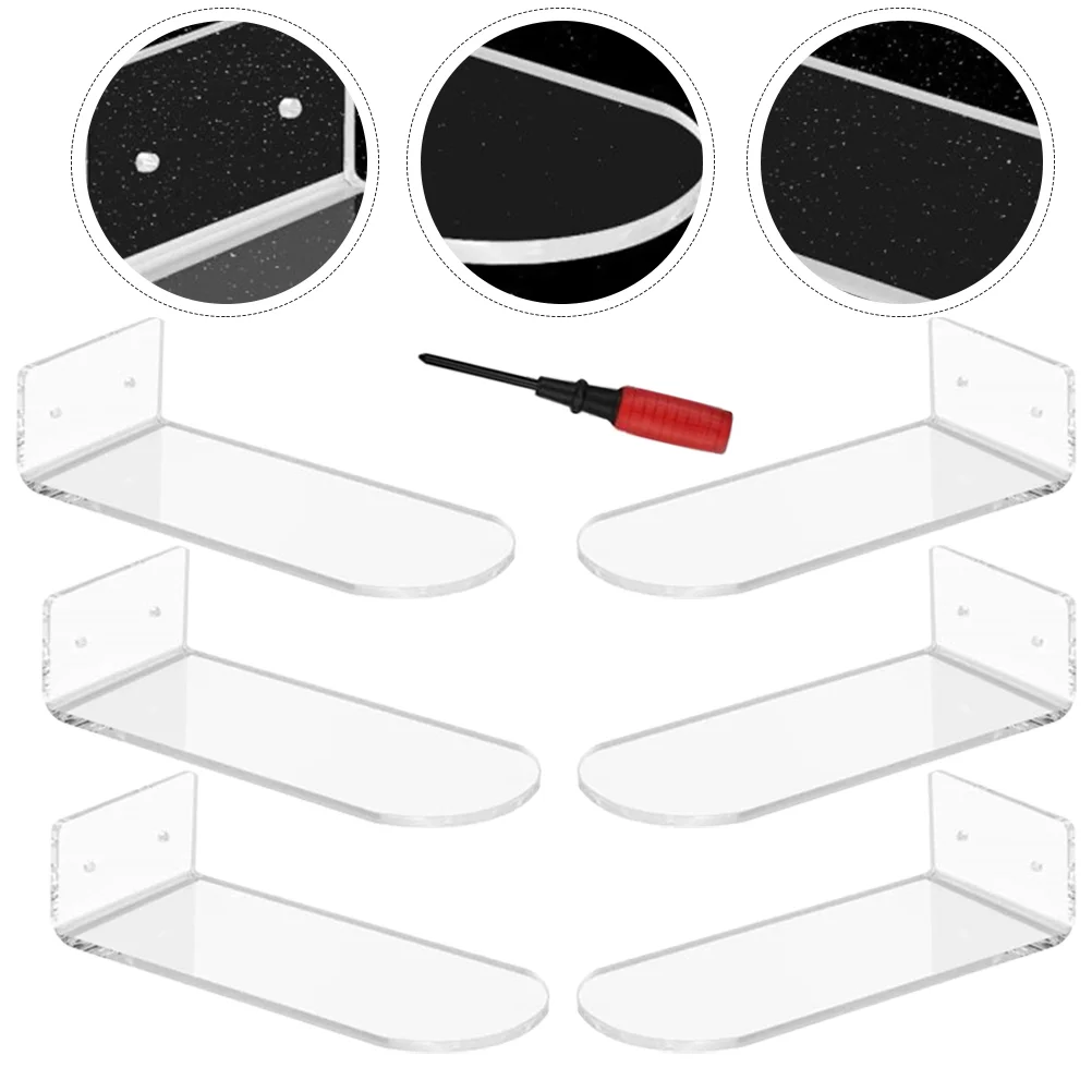 

6 Pcs Sneaker Display Shelves Clear Shoe Wall Rack Bracket Mounted Shelf Metal Acrylic Stand Floating