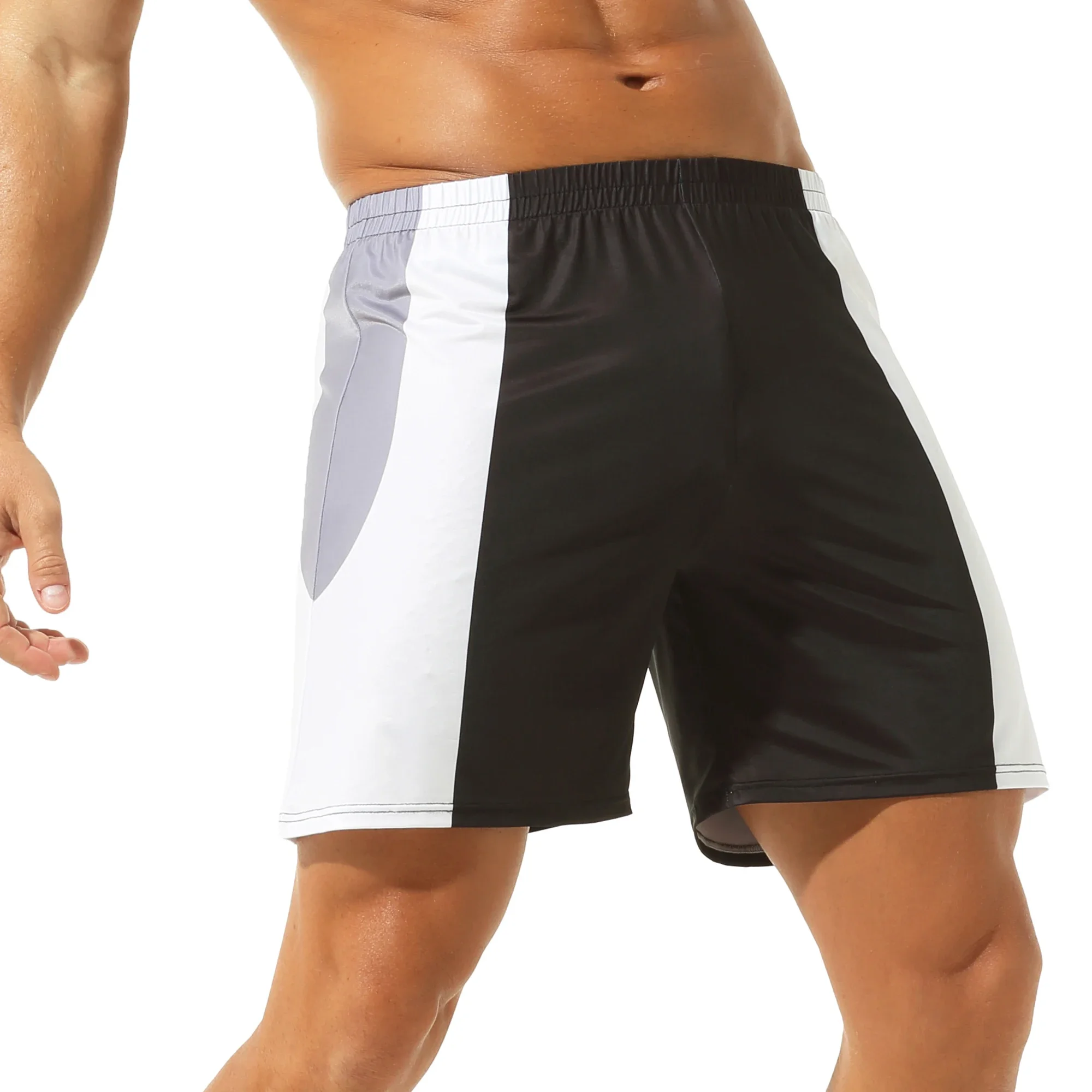 Men Casual Fashion Color Blocking Shorts Running Traninng Sportwear Beach Trunks Breathable Stretchy Loose Short Pants Homewear