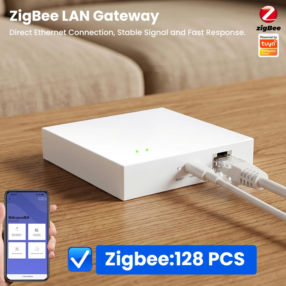 Tuya Smart Wired Zigbee 3.0 Gateway Works with Smart Life App Supply Intelligent Bridge Wired Hub Whole Home Device Linkage