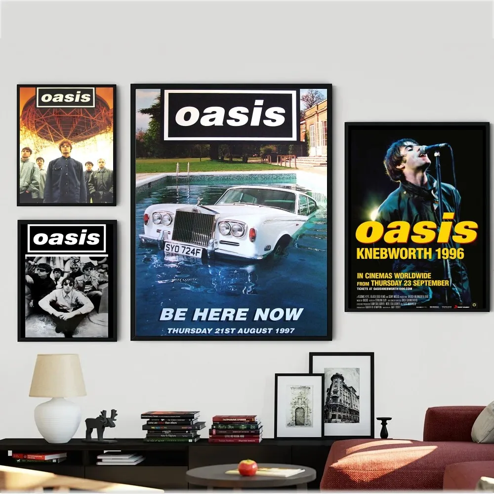 Hot Band O-Oasis Poster Poster carta Kraft Poster Vintage Wall Art Painting studio arte estetica adesivi murali di piccole dimensioni