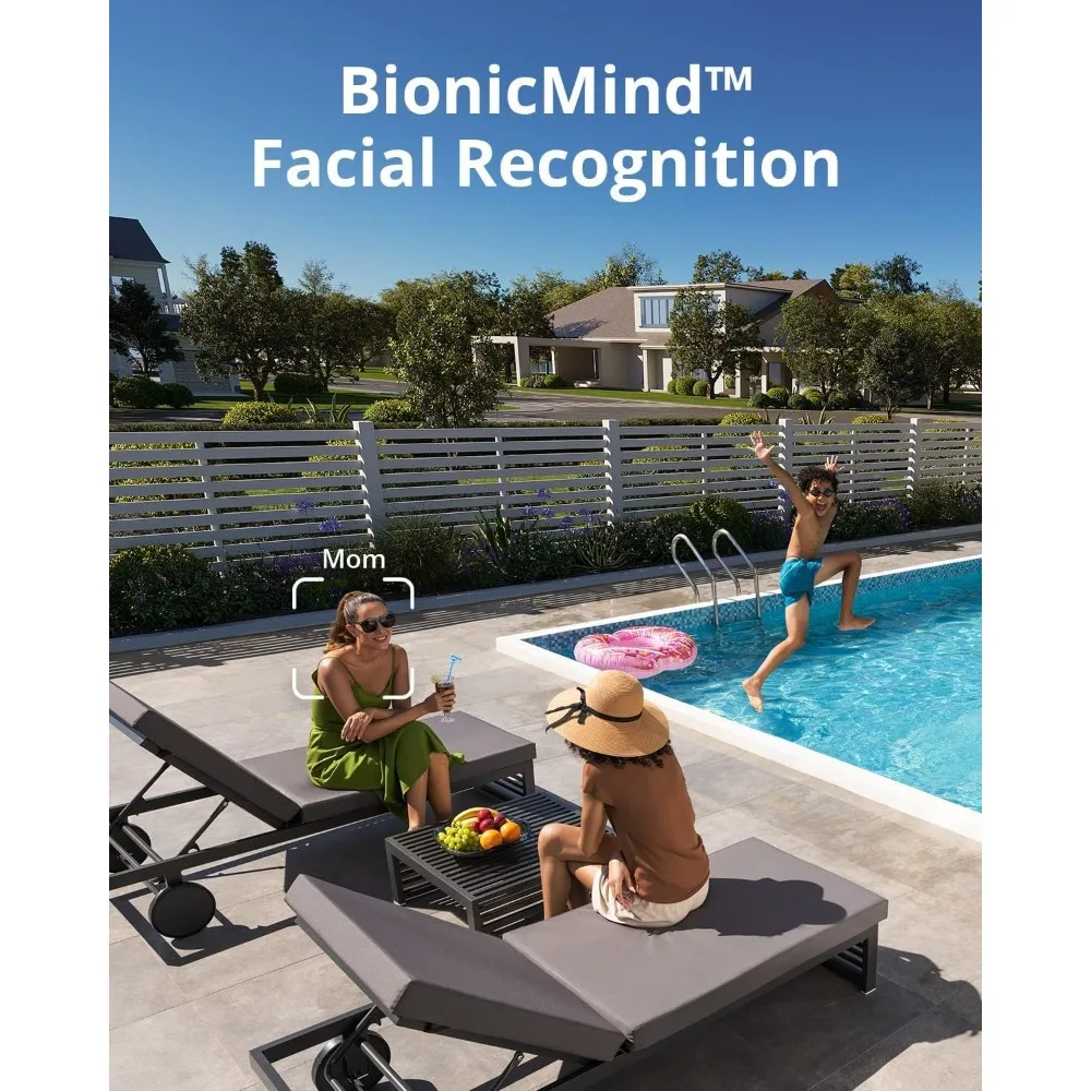 3-Cam Kit, Security Camera Outdoor Wireless, 4K Camera with Integrated Solar Panel, Face Recognition AI