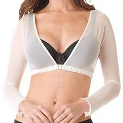 Women Bottoming Long Sleeve Cover Sexy T-Shirt Deep V-neck Transparent Mesh Black White Sleeves Arm Cover Shoulder Tops