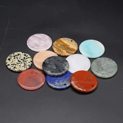 로즈 쿼츠 아마조나이트 옥 타이거 아이 스톤, 내추럴 라운드 디스크 펜던트, 쥬얼리 제작, DIY 목걸이 액세서리, 30mm