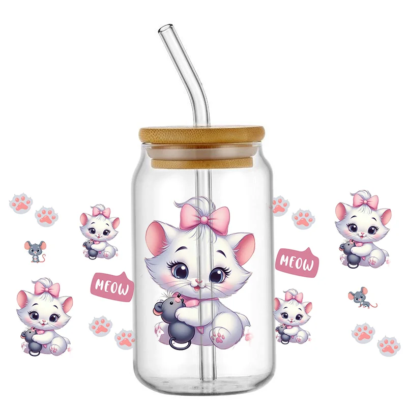 

Miniso Cute Cartoon cat UV DTF Transfers Stickers Decals For Libbey Cold Cup Mug Tumbler Waterproof DIY Craft