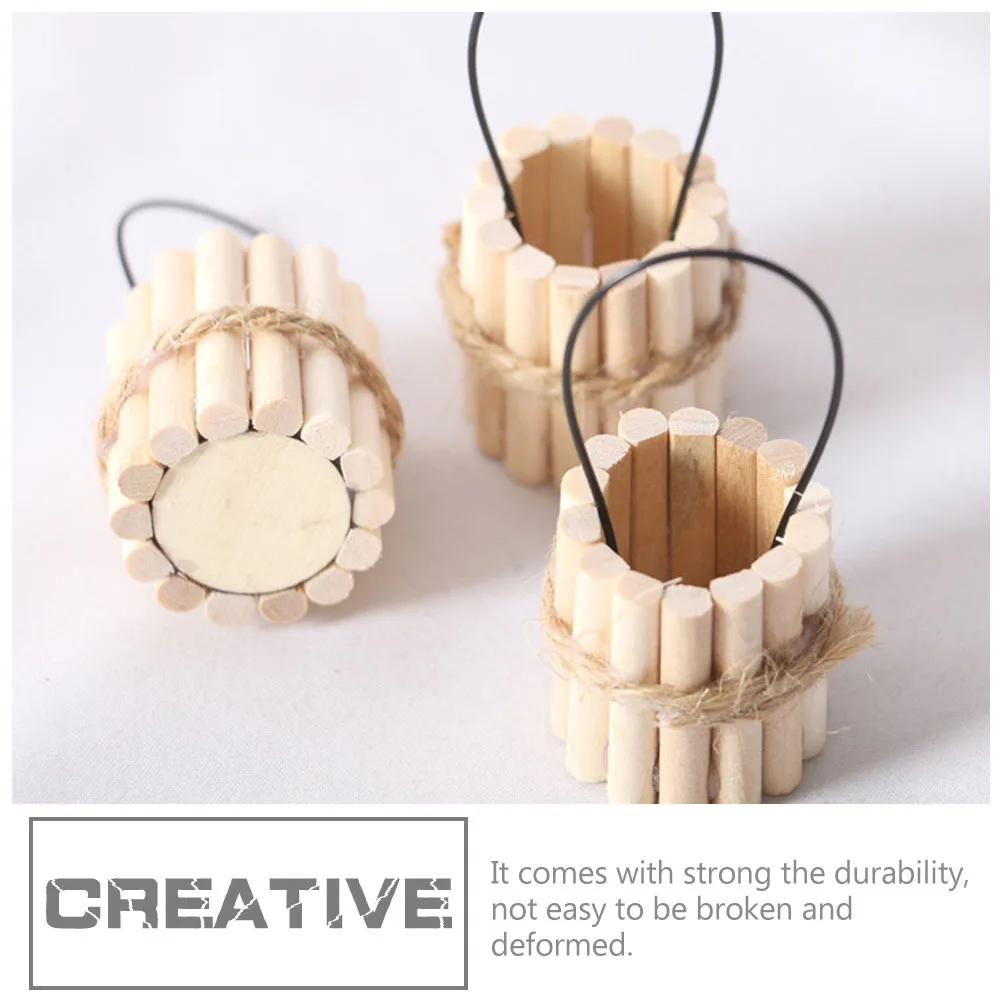 

Mini Wooden Pail Durable Craftsmanship For Miniature Scene Decoration Small Adornment Plaything Worlds Smallest