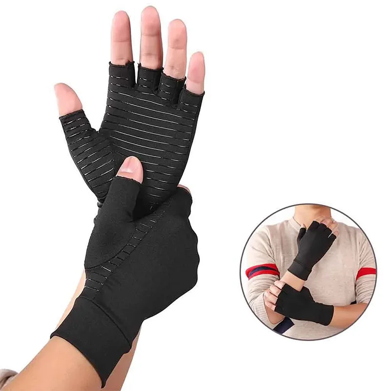 Kompressions-Arthritis-Halbfingerhandschuhe für Männer und Frauen, weiche und langlebige Handgelenkstütze, geeignet für den täglichen Gebrauch mit Touchscreen – Detail 5