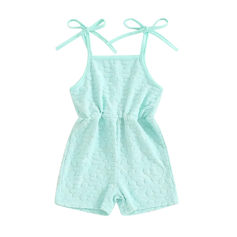 

Baby Girls Summer Casual Jumpsuits Infant Sleeveless Solid Color Short Cami Playsuits