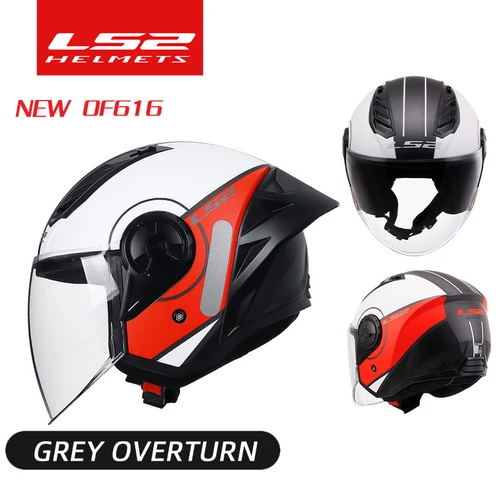 LS2-casco de motocicleta 3/4, Cascos de cara abierta, OF616, Airflow Ⅱ, ala trasera grande, Jet Scooter, medio casco Para Moto