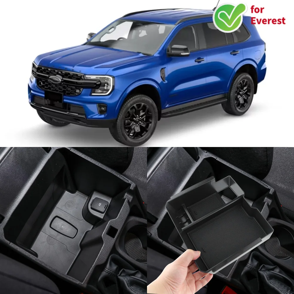 Car Armrest Storage Box for Ford Everest Ranger PX MK2 2016 2017 2018 2019 2020 2021 2022 Center Console Storage Box Accessories