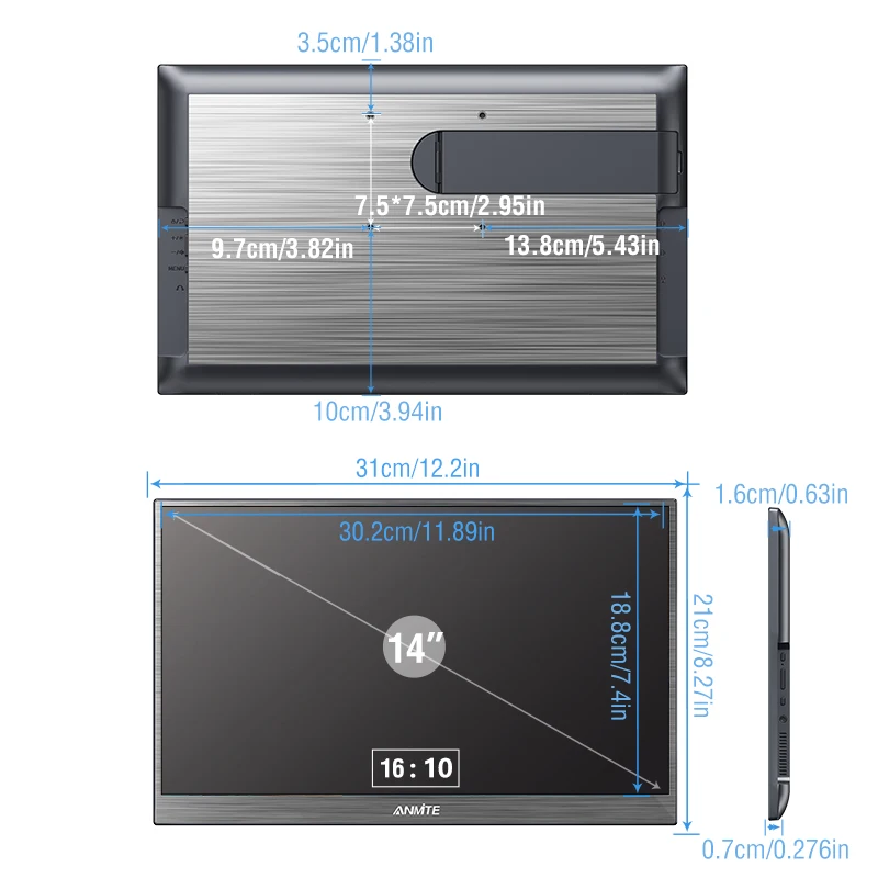 14 Inch Portable Touch Monitor Non-touch Optional 16:10 350cd/m2 Gaming Computer Expand Display For XBox PS4/5 Switch Loptop