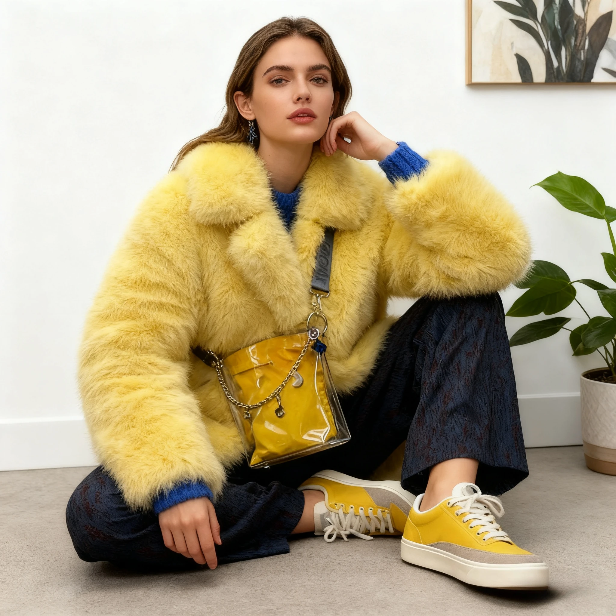 معاطف فرو صناعي للنساء سترات متوسطة الطول بأكمام طويلة وياقة مقلوبة وغرزة مفتوحة فضفاضة للعمل غير رسمية للمكتب للسيدات للخريف والشتاء #5