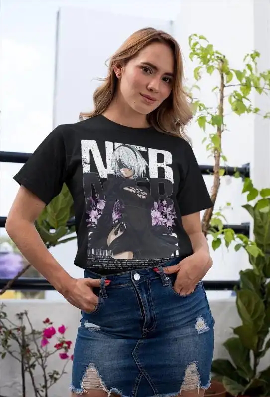 NieR: Automata 2B Yorha No. 2 Type B Graphic T-Shirt Cotton Men Women Streetwear Tee
