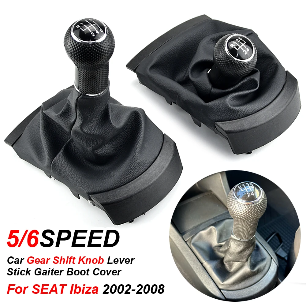 For SEAT Ibiza 2002 2003 2004 2005 2006 2007 2008 Car Styling Gear Shift Knob Lever Stick Gaiter Boot Cover Collar Dust Cover