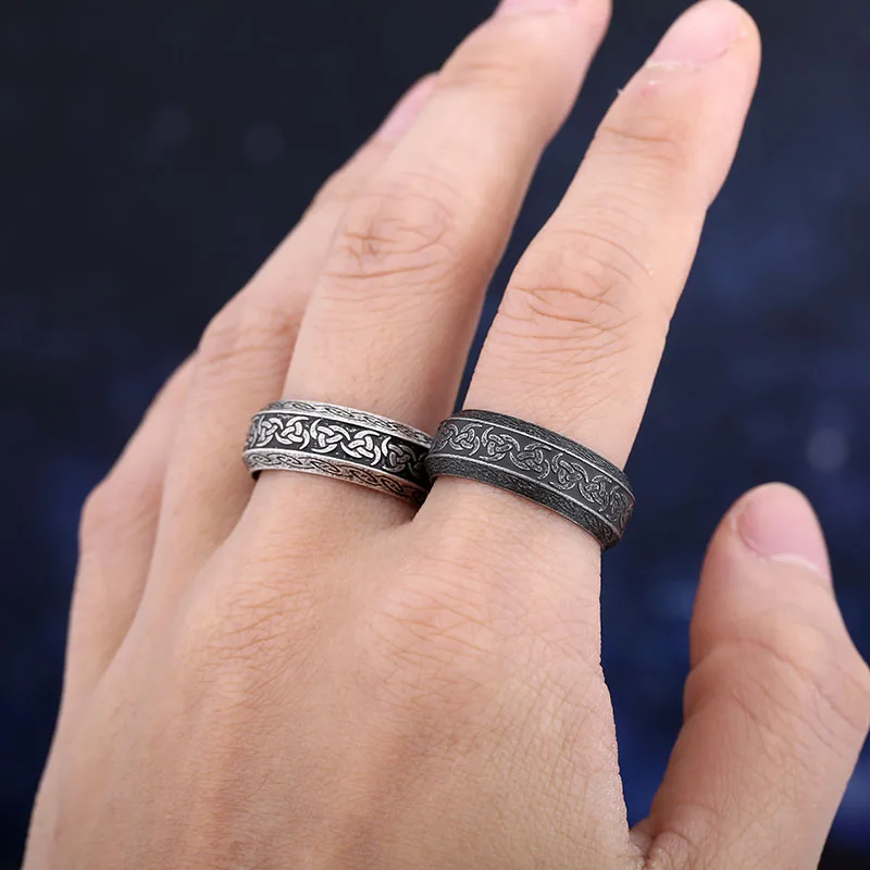 Fashion Good Polished 2024 New 316L Stainless Steel Fashion Viking Norse Celtic Knot  Rings Men Vintage Jewelry Boyfriend Gift