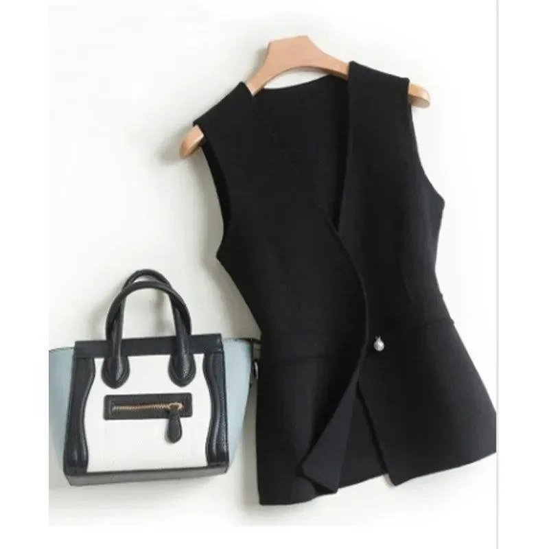 

Шерстяной жилет, пальто, женский осенний новый высококачественный короткий тонкий жилет с v-образным вырезом