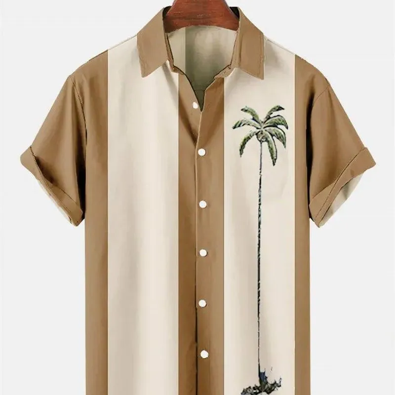 Men's Summer Hawaiian Shirt 3D Coconut Print Holiday Style Regular Fit Vest Single Wear Minimalist Design 100% Other Material