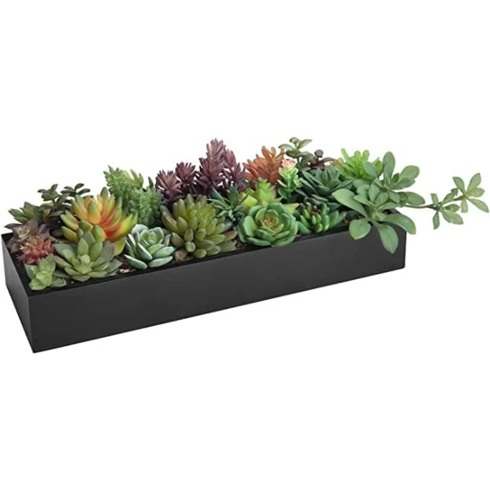 

Modern Rectangle Balcony Window Black Matte Planter Box Elegant Rectangular 8" H x 8" W x 32" L Flower Pot