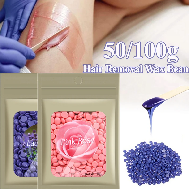 50/100g Hair Removal Wax Bean Hot Film No Strip Depilatory Hard Wax Pellet Waxing Removing Face Bikini Arms Leg Hair Body Tool