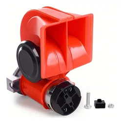 12V 138db Super Loud Snail Car Horn With Compressor Air Horn For Any 12V Vehicles Cars Jeeps Trucks Motorcycles-Red