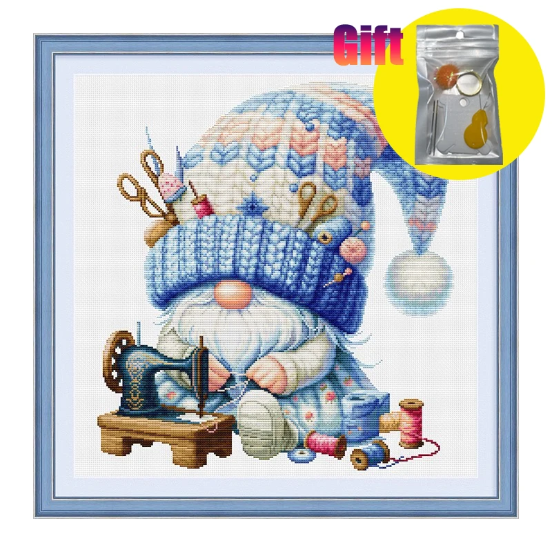 Spring Cross Stitch Kit Tailor dwarf Cute cartoon pattern DIY Embroidery 11CT printed fabric Home wall decoration unfinished kit