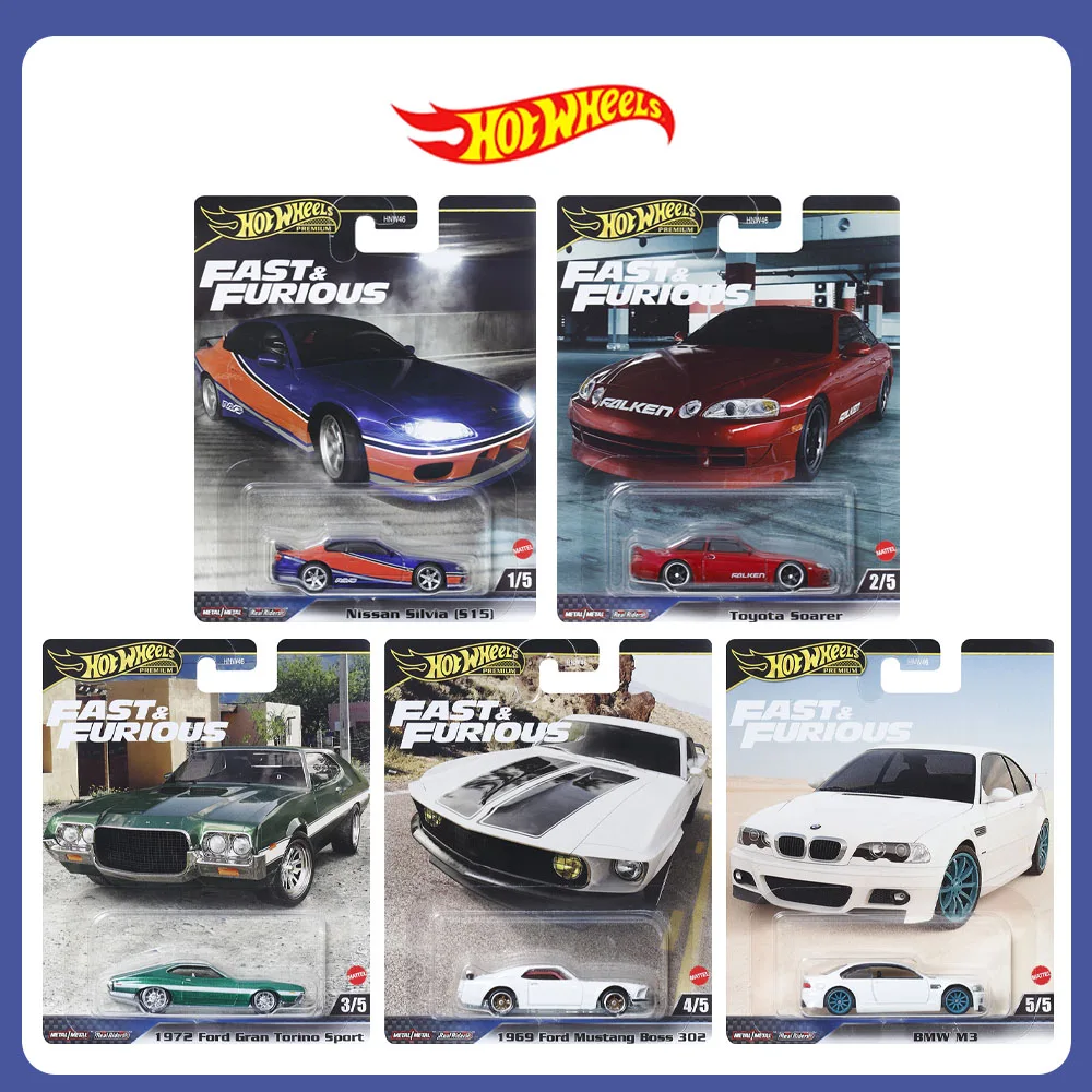 

Mattel Hot Wheels Fast & Furious HNW46 Nissan Silvia Toyota Soarer Ford Gran Torino Sport Ford Mustang Collectible