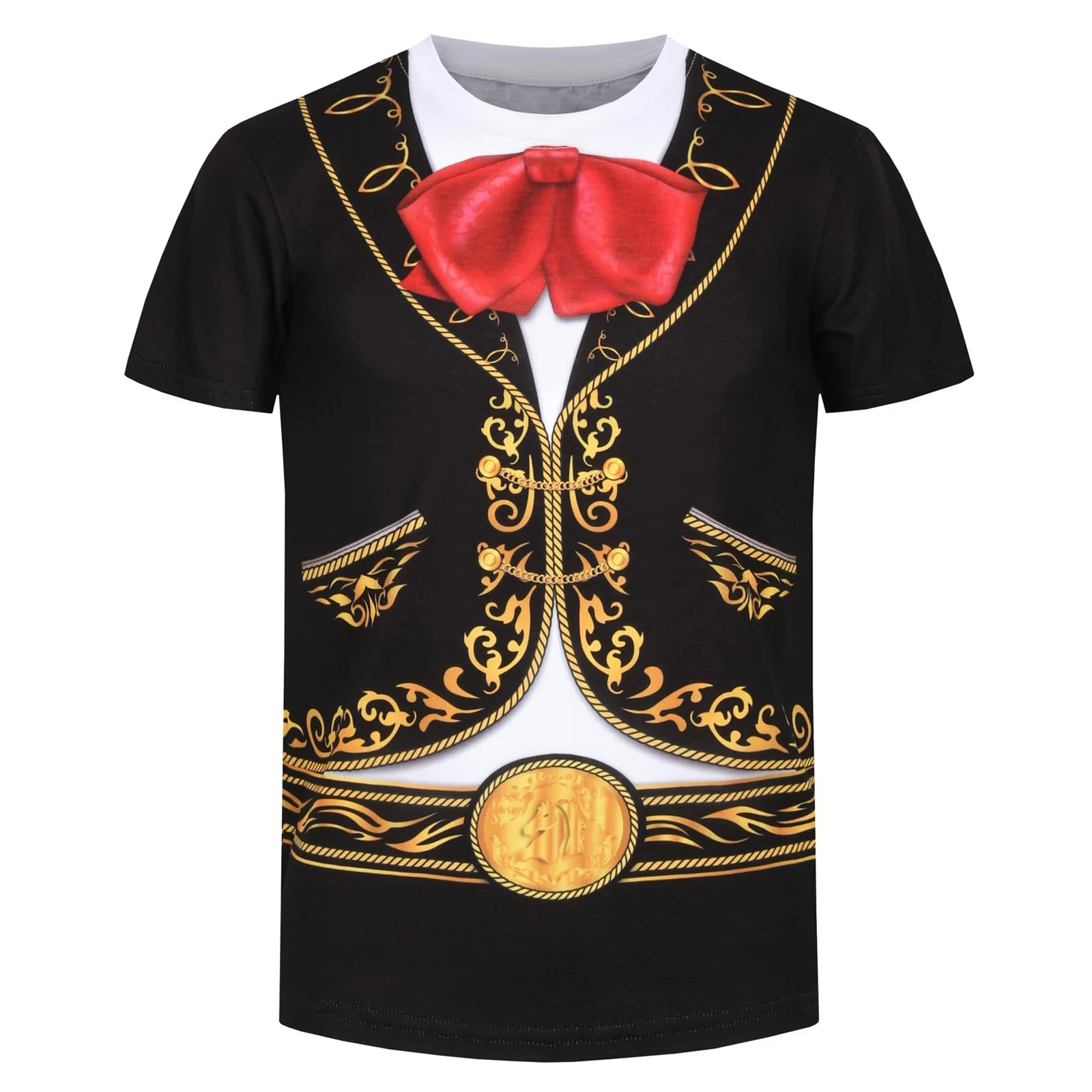 Boys Mariachi Costume 3D Print T-Shirt Kids Halloween Cosplay Dress Up Child Police Outfit Children Novelty Clothes