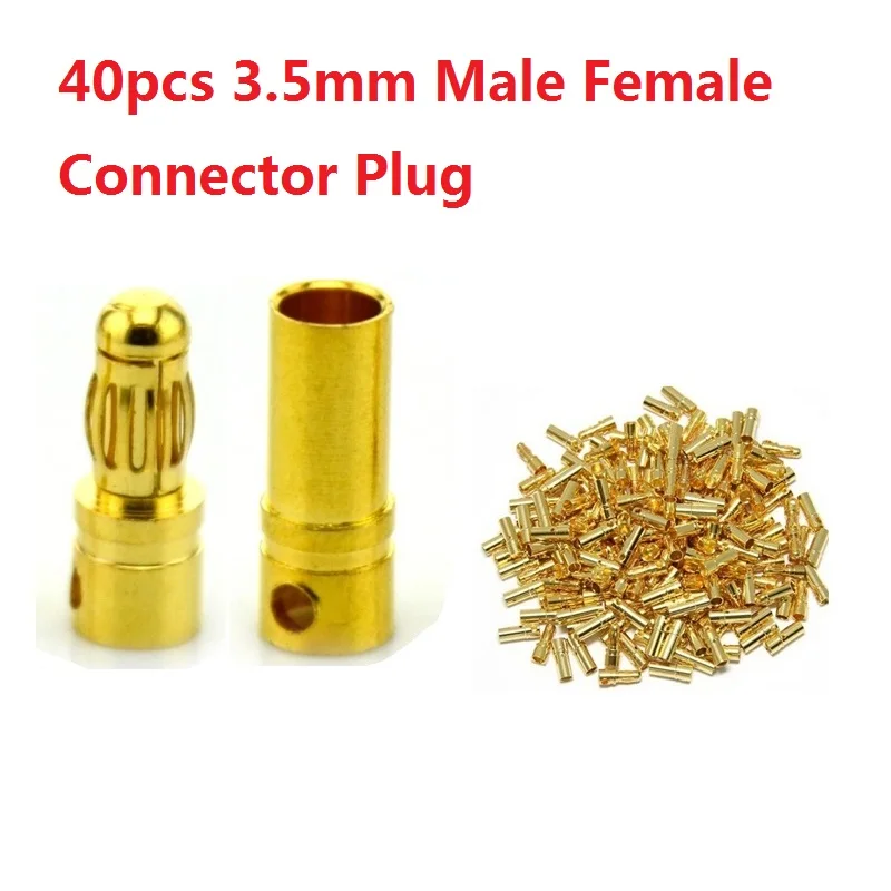 20 /40 pcs 3.5mm Male Female Gold Bullet Banana Connector Plug For ESC Battery Motor ESC