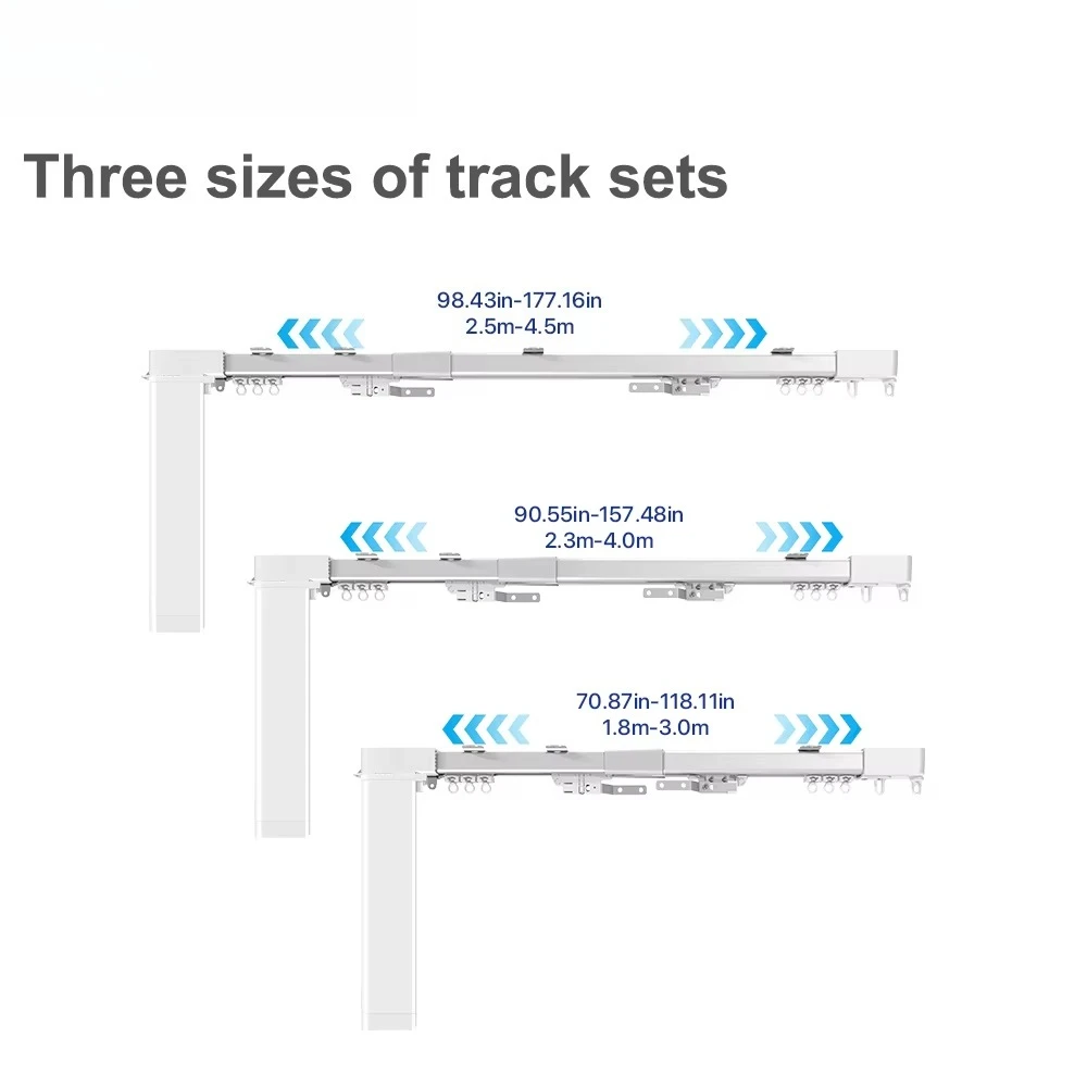 2.5 م - 4.5 م واي فاي نافذة ذكية مسار ستارة بمحرك ومحرك قابل للتعديل تلسكوبي قابل للتمديد طول المنزل الذكي