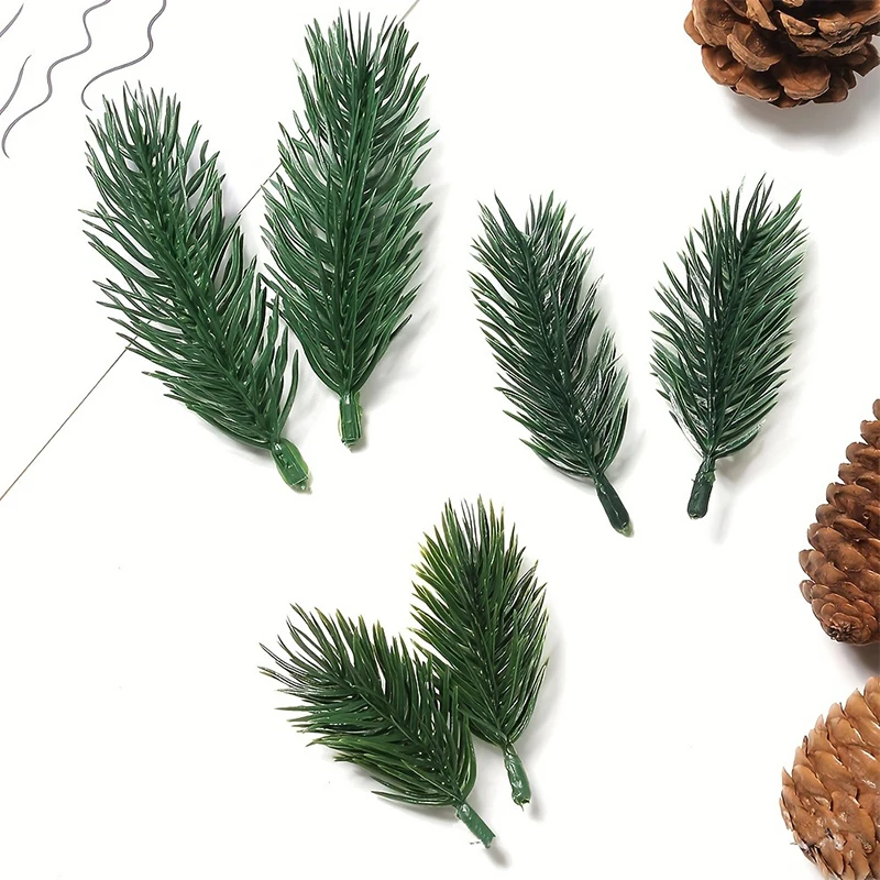 10/20/50Pcs Kiefer Zweige Künstliche Pflanzen Weihnachten Hochzeit Hause Baum Dekor DIY Handwerk Bouquet Geschenk Box gefälschte Pflanzen Nadel – Detail 5