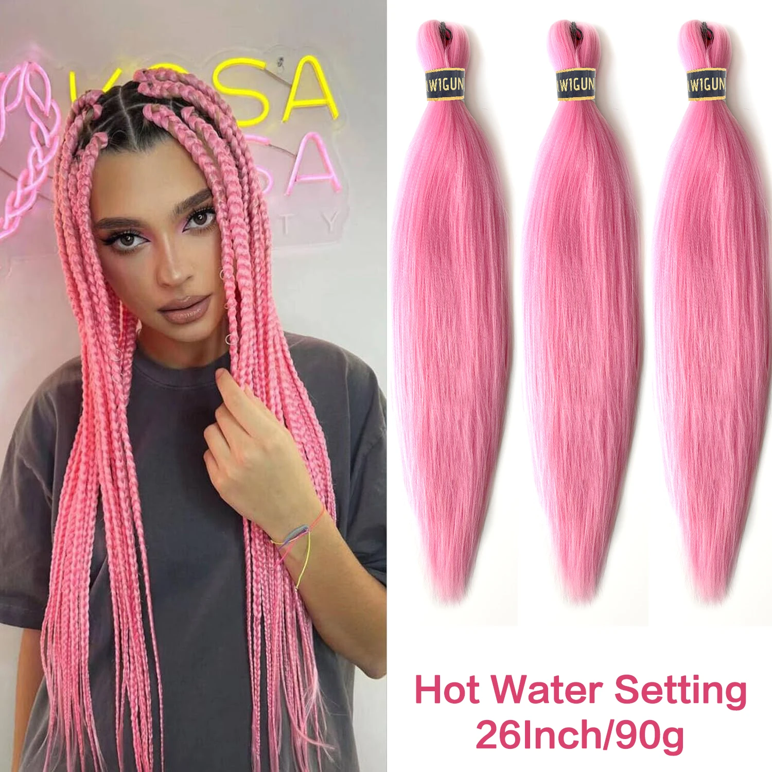 Pre Stretched Braiding Hair EZ Braiding Hair Ombre Braids 26Inch Hot Water Setting Professional Synthetic Fiber Yaki Texture