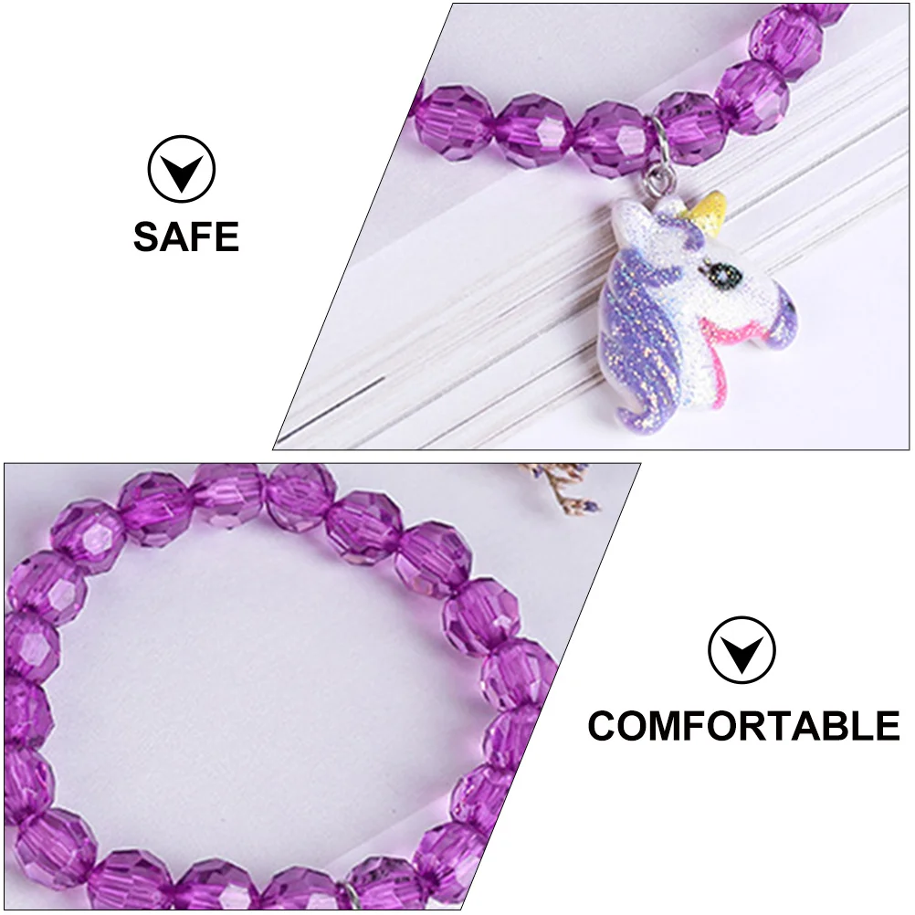 

5Pcs Unicorn Cartoon Bracelets Rainbow Beads Kids Wrist Jewelry Cute Acrylic Beaded Accessories Kids Beads String Jewelries