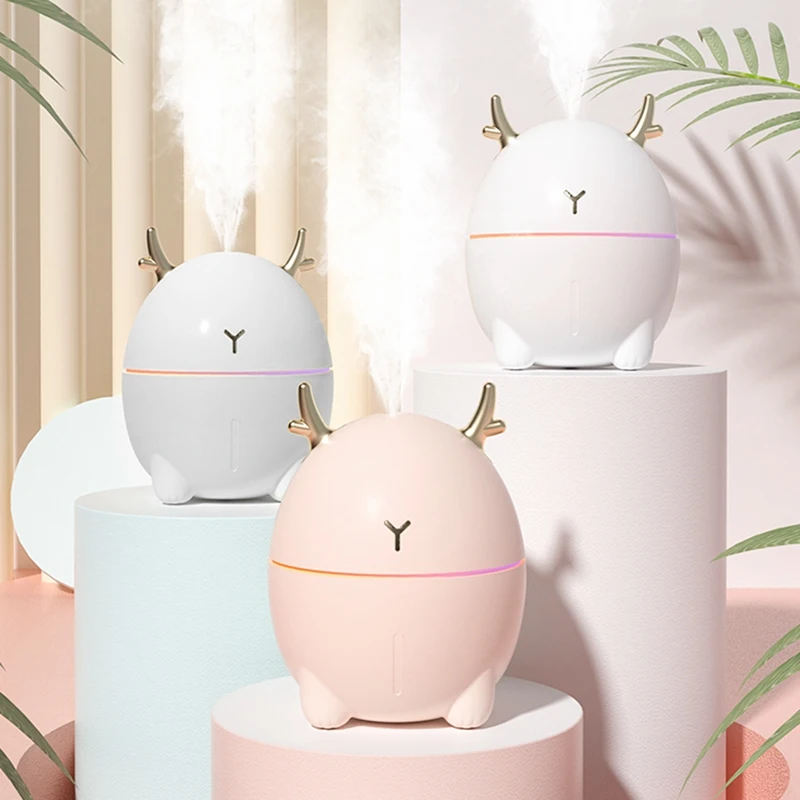 

Air Humidifier Cute Deer Shape Water Sprayer Aroma Oil Diffuser Night Light Household Aromatherapy For Home Office