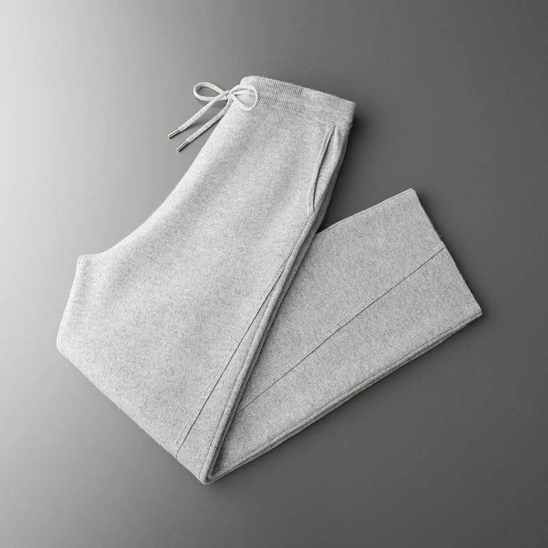 

DjzDsm ew Chic мужские трикотажные широкие брюки из 100% мериносовой шерсти, умные повседневные свободные брюки, осень-зима, толстые мягкие модные брюки