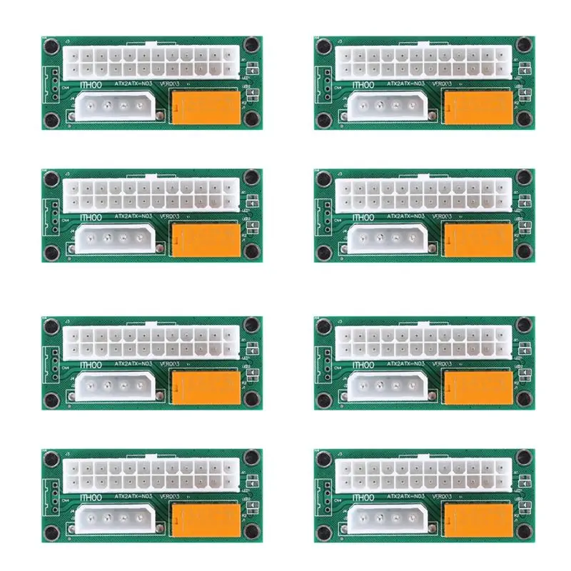 ABRI-8 Pack Dual PSU Multiple Power Supply Adapter,Add2psu ATX 24 Pin To Molex 4Pin Connector For BTC Miner