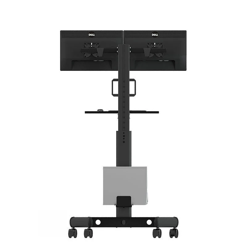 F2 Dual Stand 24-30 Inch Four Screen Universal Base Mobile Arm Floor Cart Multi Screen  Mount Stand
