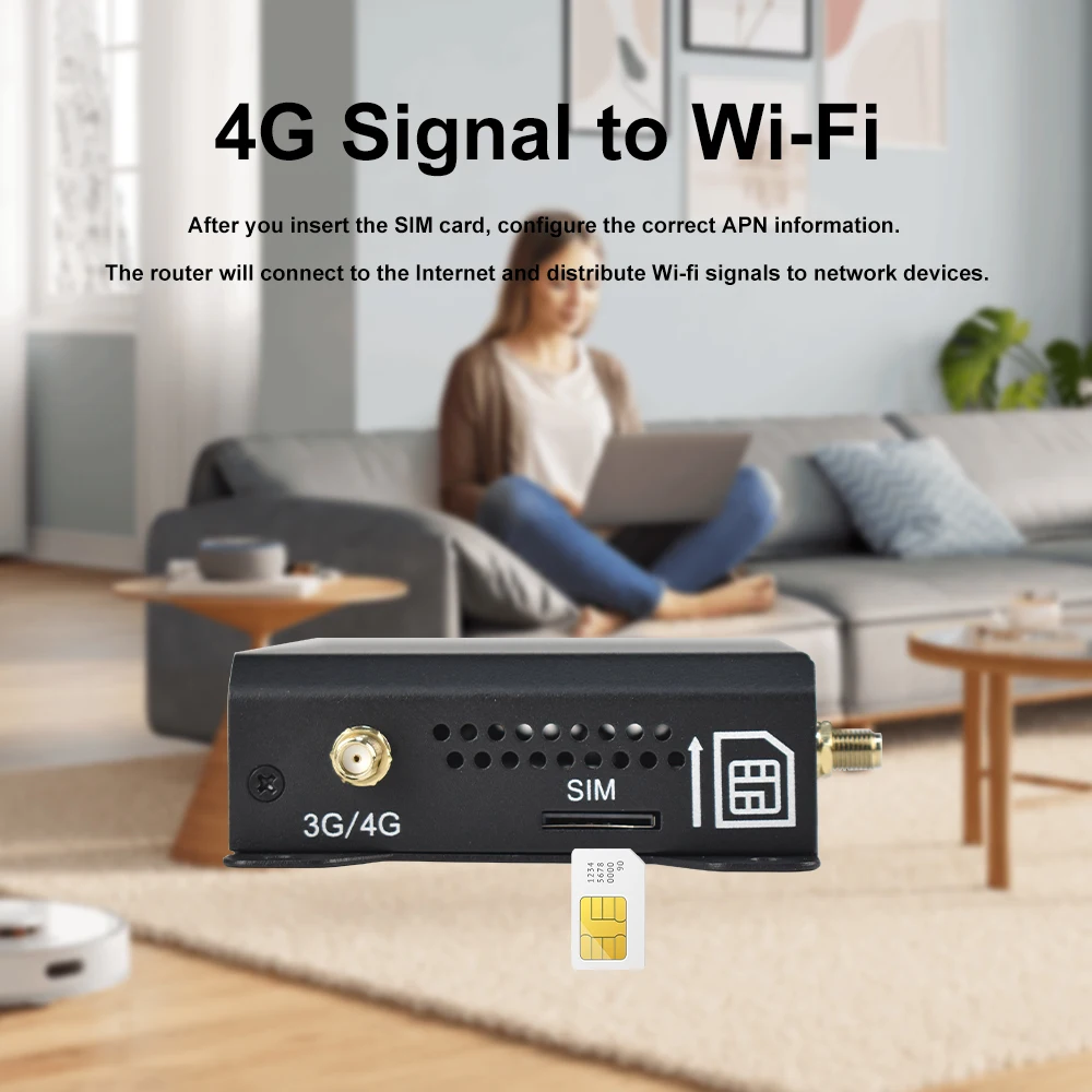 KuWFi 150 Mbps 4G LTE-router Draadloze WiFi-router 4 stuks afneembare antennes met WAN LAN RJ45-poort AP Repeater-modus SIM-kaartsleuf