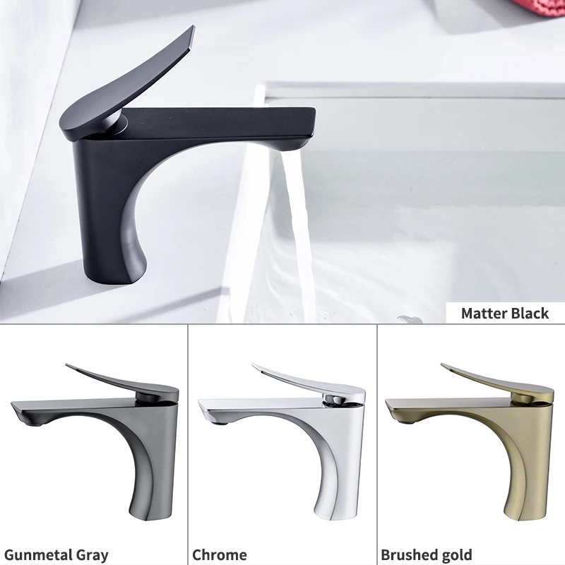 

Black/Chrome/Gray/Gold Finish Square Bathroom Sink Faucet Single Handle Basin Faucet Wash Tap Bathroom Mounted Basin Tap