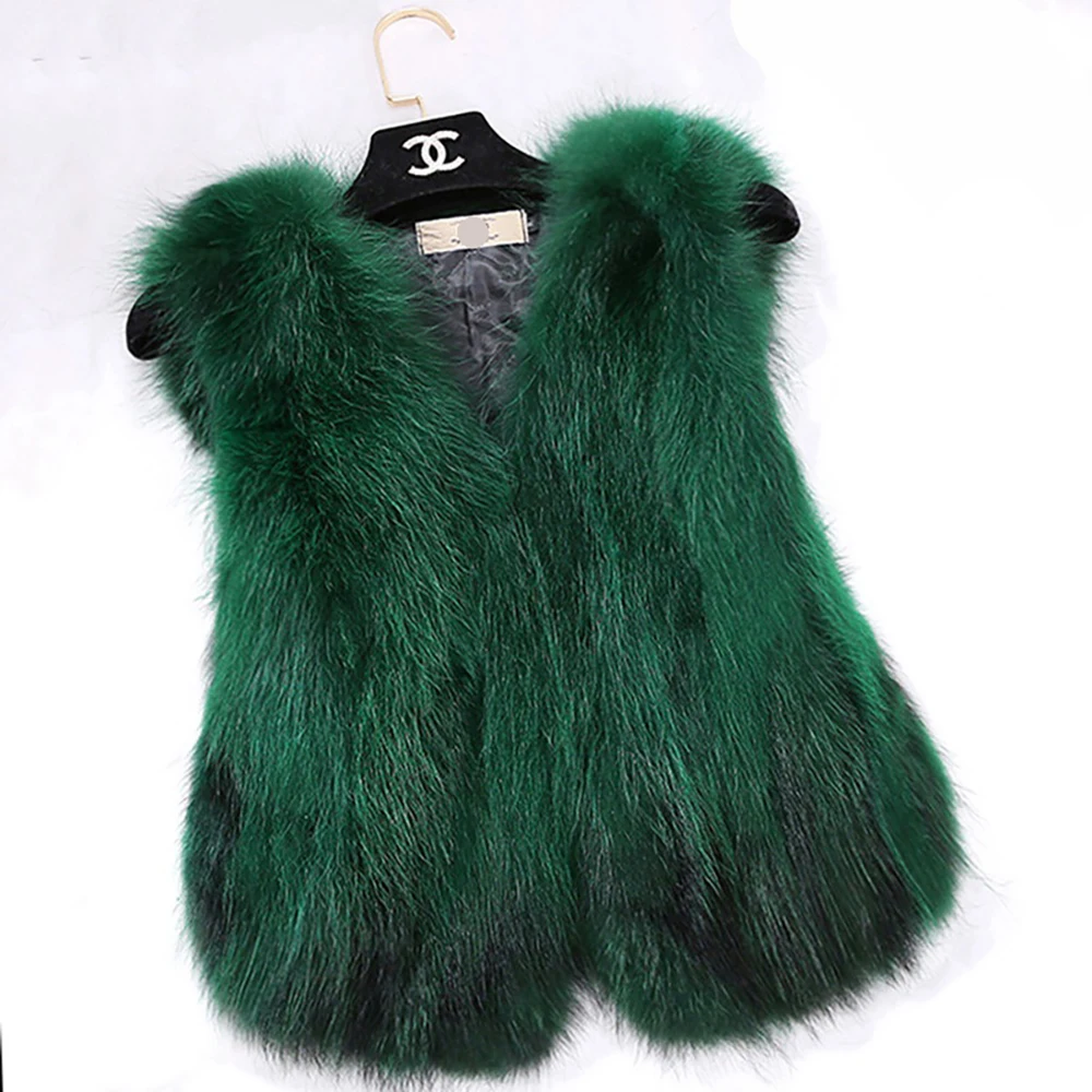 

Lady Genuine Real Raccoon Fur Vest Waistcoat Autumn Winter Women Outerwear Coats Female Gilet LF4293