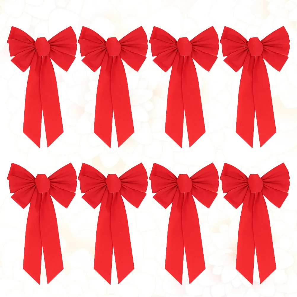 

12Pcs Bright Red Flannel Christmas Bowknot Tree Decor Wedding Party Festival Bow Bow Decor Wedding Bowknot Supplies