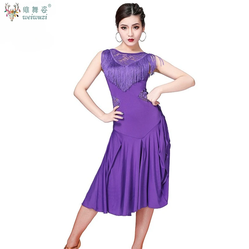 ผู้หญิงเวทีการแข่งขันเครื่องแต่งกายการฝึกอบรมเสื้อผ้าผู้ใหญ่เซ็กซี่ลูกไม้ Hollow ชุดเต้นรําละตินแจ๊ส Samba Rumba สวมใส่