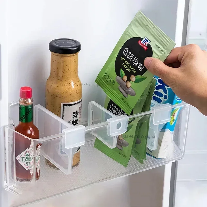 4pcs Refrigerator Storage Partition Board Retractable Plastic Divider Storage Splint Kitchen Bottle Can Shelf Organizer Racks