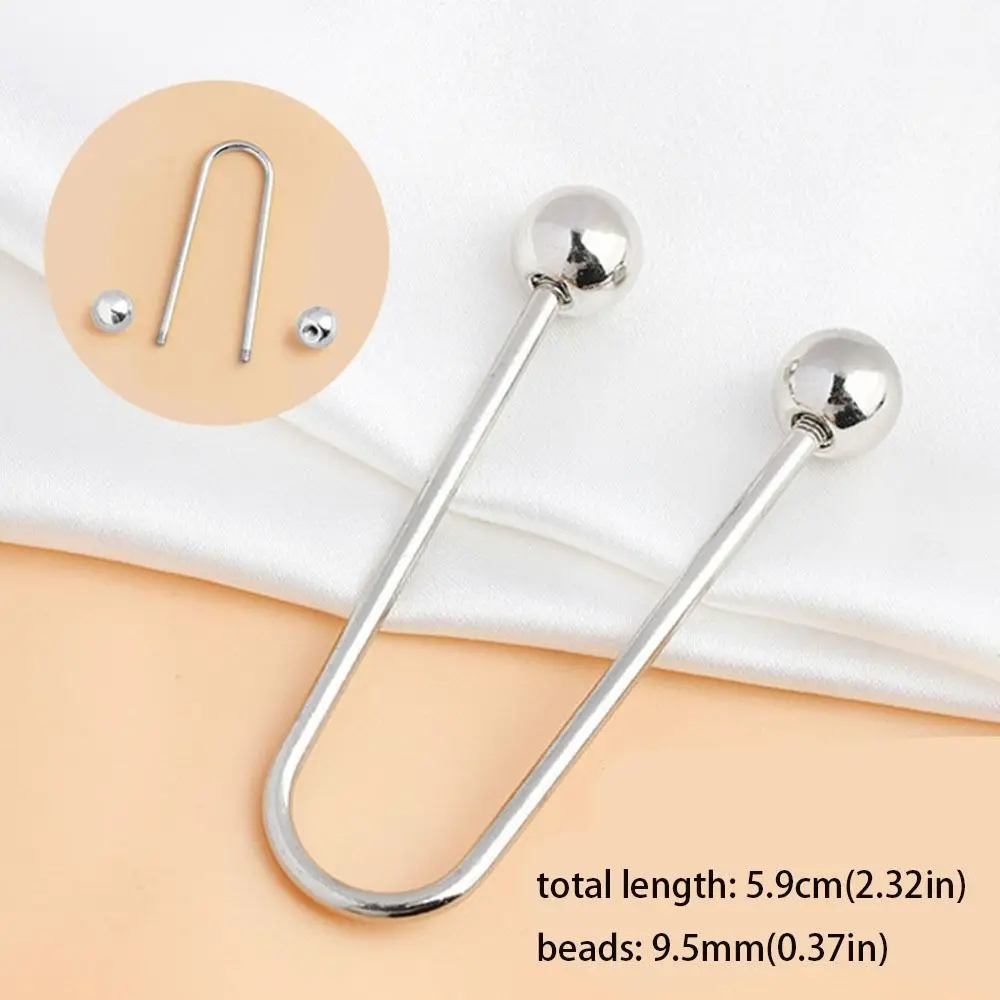 Elegant U-shaped Double Head Brooch Women Shawl Jeans Waistline Fixing Buttons Screw On Pearls Buckle Clothing Decor Accessories