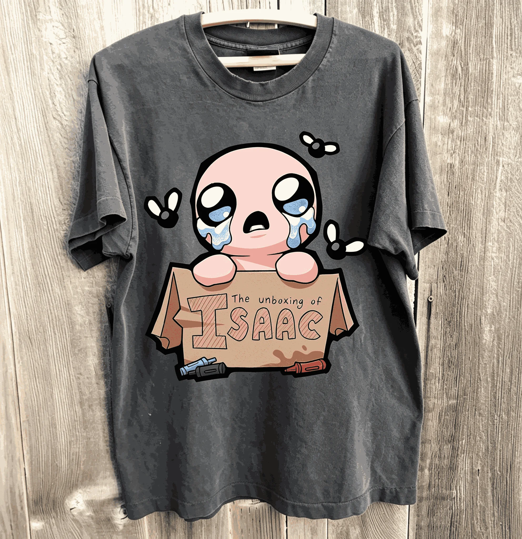The Binding Isaac Vintage Washed Retro Harajuku Oversized Unisex T-shirt Streetwear Trendy Cotton Casual Streetwear Fashion soft